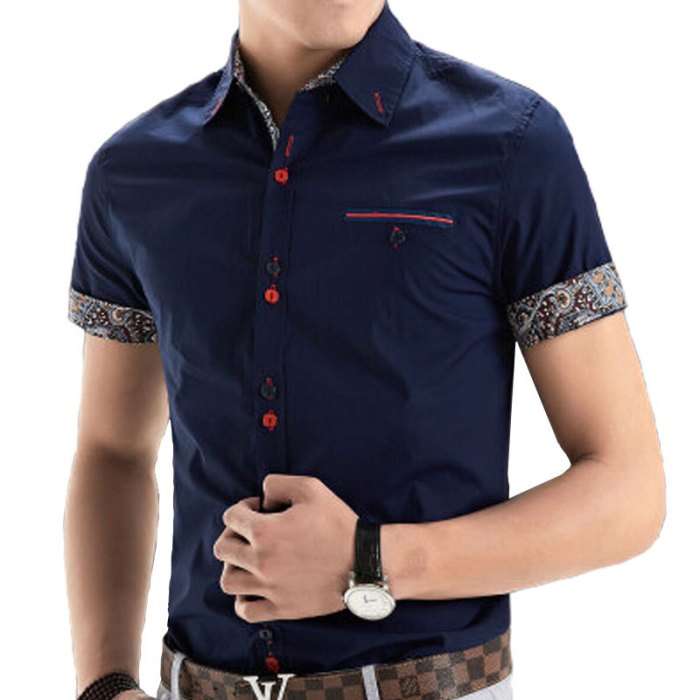 Mens short sleeve dress shirts blue