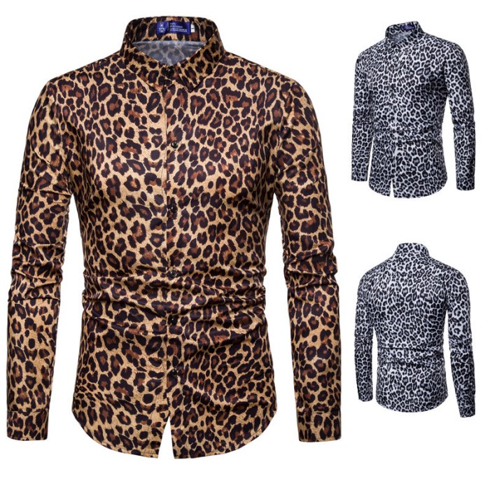 Leopard dress shirt for mens