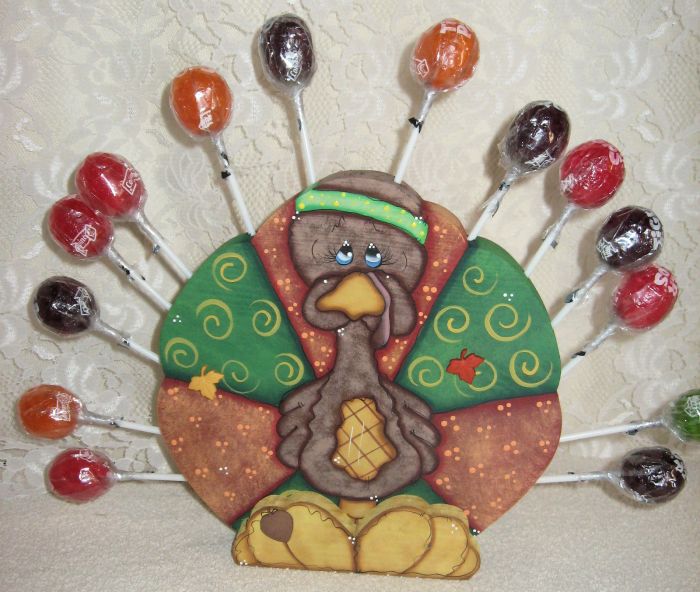 How to make a wopoden turkey lollipop decoration