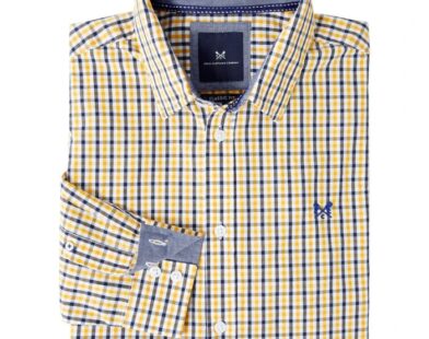 Mens yellow gingham dress shirt