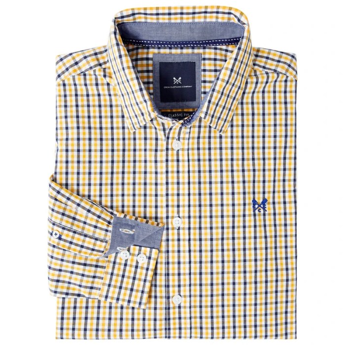 Mens yellow gingham dress shirt