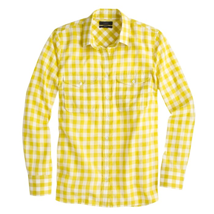 Mens yellow gingham dress shirt