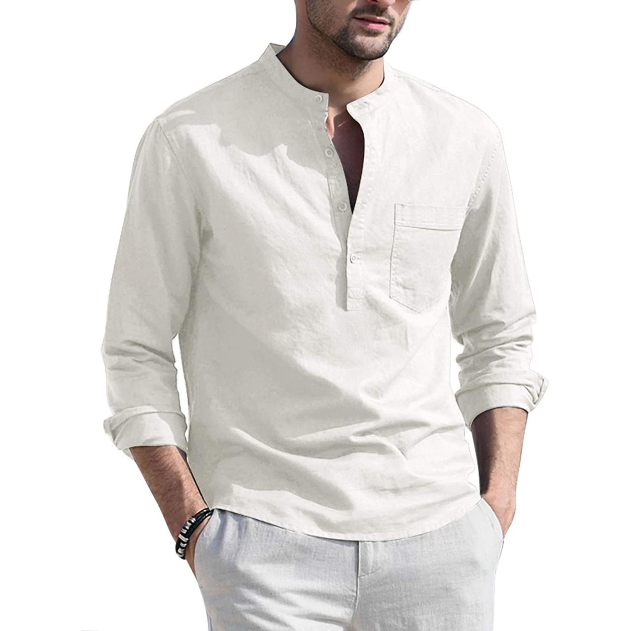 Mens collarless dress shirts